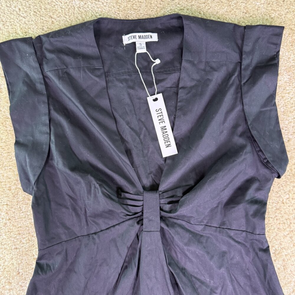 Steve Madden Women's Elastic Waist Sleeveless Mini Dress Size S Black NWT F001 - Picture 3 of 10